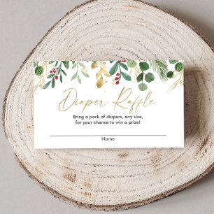 Weihnachtsgrün Goldrot-Windelraffe Begleitkarte