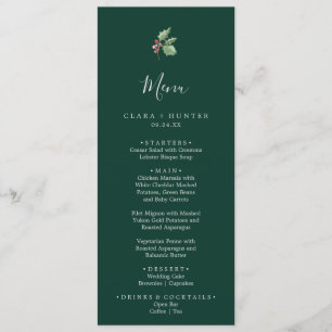 Weihnachtsgrün Green Wedding Dinner Menu Menükarte