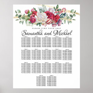 Weihnachtsgrün Hochzeit 17-Tische Seating Chart Poster