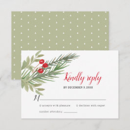 Weihnachtsgrün Hochzeit RSVP Karte