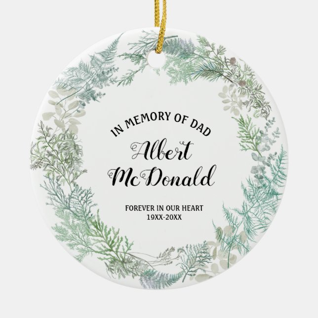 Weihnachtsgrün im Gedächtnis des Vaters Keramik Ornament (Vorne)