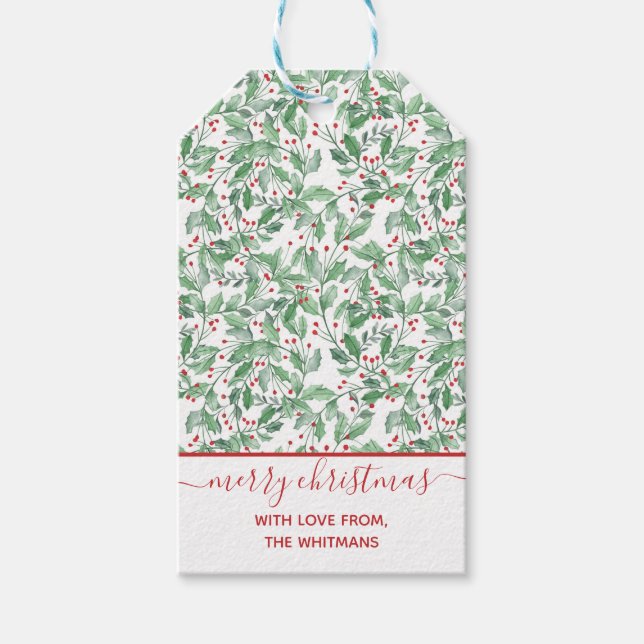 Weihnachtsgrün im Wasser Geschenkanhänger (Vorderseite)