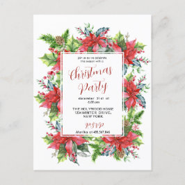 Weihnachtsgrün im Wasser mit Poinsettia Postkarte