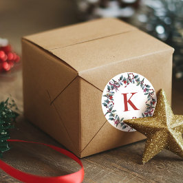 Weihnachtsgrün in Monogramm Runder Aufkleber