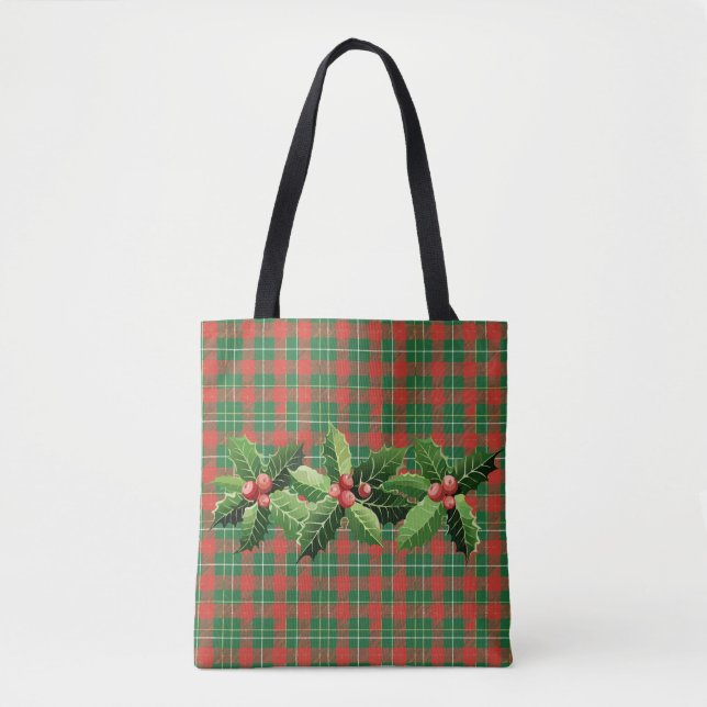 Weihnachtsgrün Kariert mit Kränz (Vorderseite)