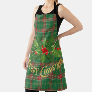 Weihnachtsgrün Kariert mit Kraut Schürze