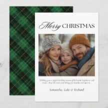Weihnachtsgrün Karo Familienfoto Urlaubskarte
