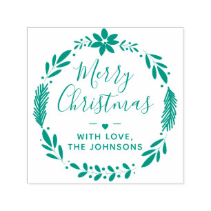 Weihnachtsgrün-Kranz mit Liebe Permastempel