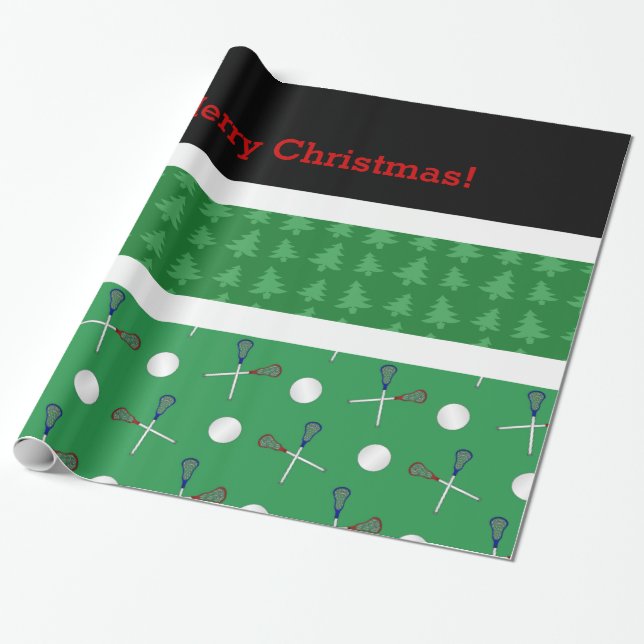 Weihnachtsgrün-Lacrosse-Weihnachtsbäume Geschenkpapier (Ungerollt)