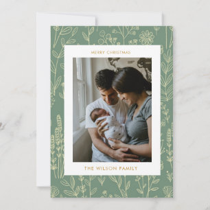 Weihnachtsgrün Lustiges Familienfoto Urlaub Feiertagskarte