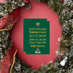 Weihnachtsgrün mit goldener Wortkunst Gold Folien Feiertagskarte