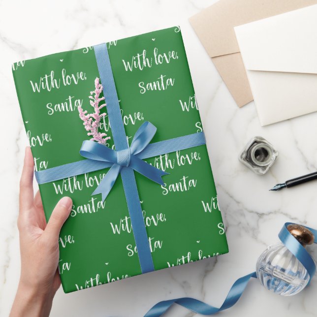 Weihnachtsgrün mit Liebe vom Weihnachtsmann Geschenkpapier (Schenken)