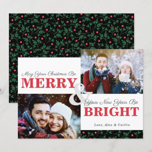 Weihnachtsgrün Muster 2-Fotokarte Feiertagskarte
