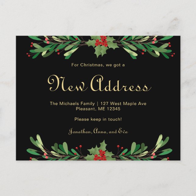 Weihnachtsgrün New Address Holiday Move Postkarte (Vorderseite)
