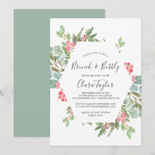 Weihnachtsgrün & Red Berry Brunch und Bubbly Einladung