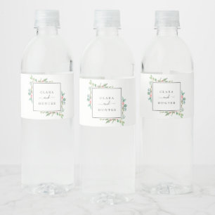 Weihnachtsgrün & Red Berry Wedding Wasserflaschenetikett