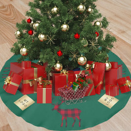 Weihnachtsgrün-Rentierrotes kariertes Firmenlogo Polyester Weihnachtsbaumdecke