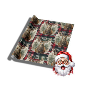 Weihnachtsgrün-Rot-Rentier Geschenkpapier