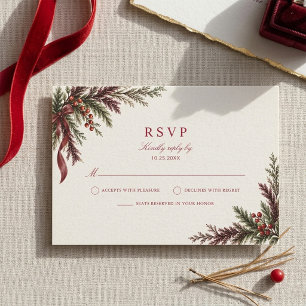 Weihnachtsgrün-Rot-und-Grün-Hochzeits-RSVP-Karte RSVP Karte