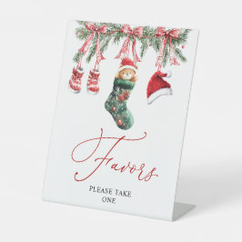 Weihnachtsgrün & Rote Berries Favoriten Zeichen Sockelschild