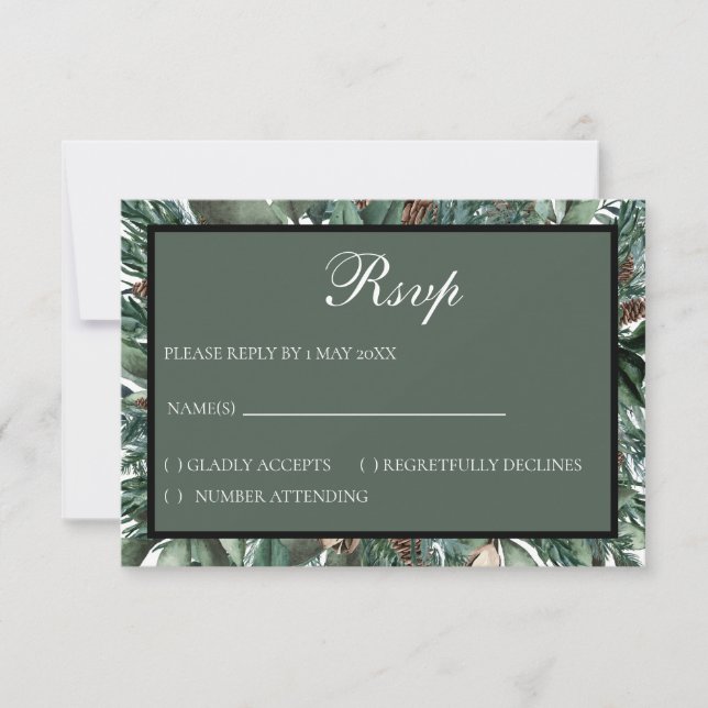 Weihnachtsgrün RSVP-Karte RSVP Karte (Vorderseite)