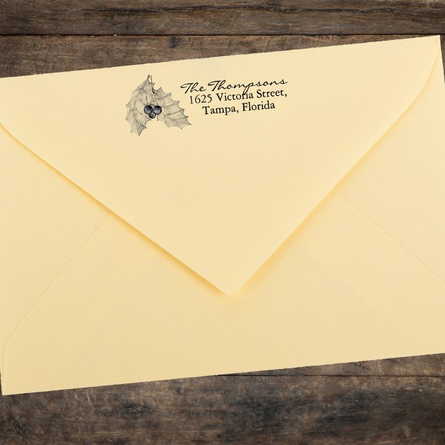 Weihnachtsgrün Rücksendeadresse Holly Gummistempel (Christmas greenery return address stamp.)