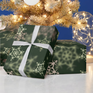 Weihnachtsgrün-Schneeflocken-Weihnachten Geschenkpapier