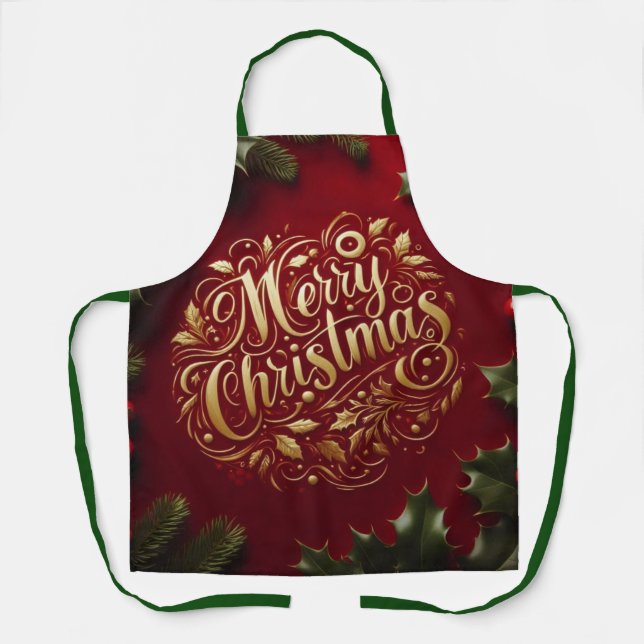 Weihnachtsgrün Schürze (Vorderseite)