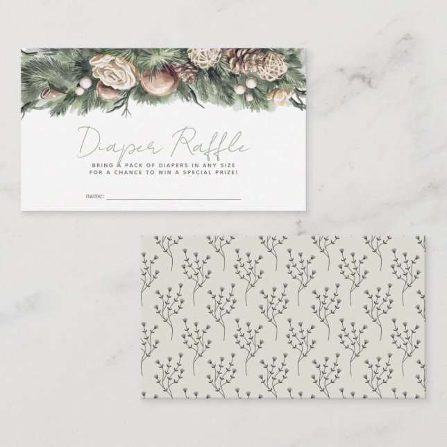 Weihnachtsgrün Swag Diaper Raffle Ticket Begleitkarte (Vorne/Hinten)