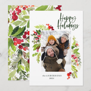 Weihnachtsgrün Traditionelles rustikales 1 Foto Feiertagskarte