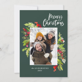 Weihnachtsgrün Traditionelles rustikales Foto Feiertagskarte