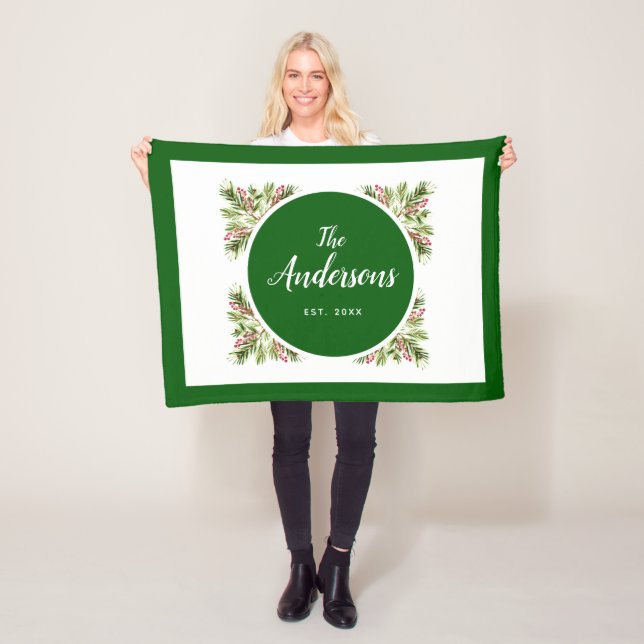 Weihnachtsgrün und Berries Familie Fleecedecke (Beispiel)