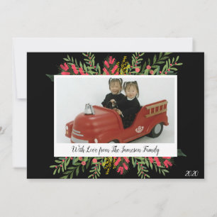 Weihnachtsgrün und Blume Weihnachtskarte Feiertagskarte