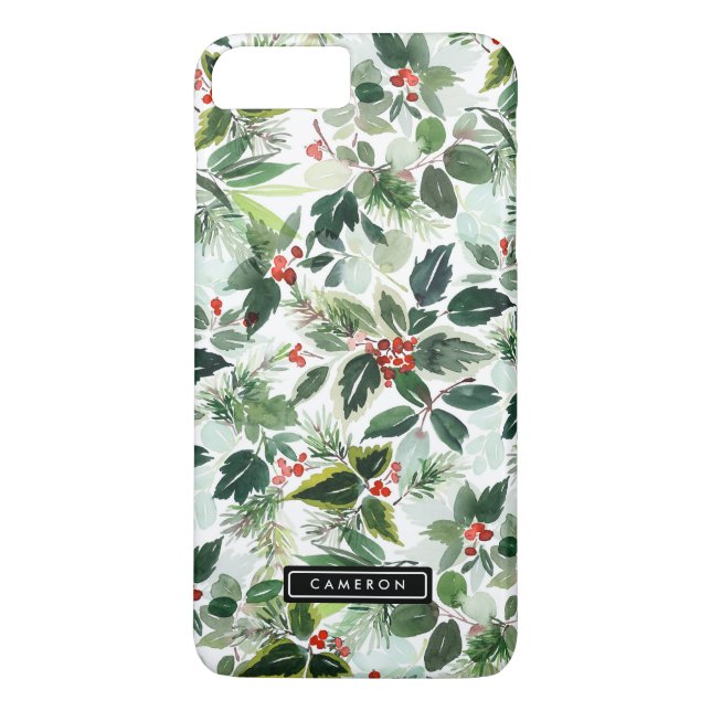 Weihnachtsgrün und Holly Pattern Case-Mate iPhone Hülle (Rückseite)