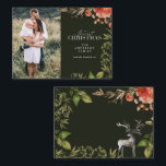 Weihnachtsgrün und Rot Foto Mitteilungskarte<br><div class="desc">Frohes Holidays Aquarellwald Foto Weihnachtskarte. Rustikales Weihnachtsgebäck Foto rot und grün</div>