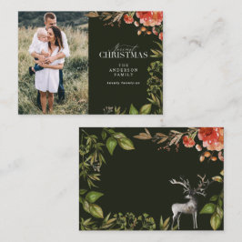 Weihnachtsgrün und Rot Foto Mitteilungskarte