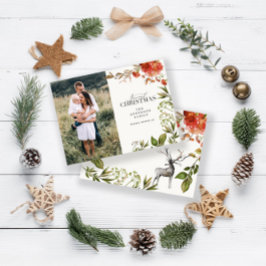 Weihnachtsgrün und Rot Foto Mitteilungskarte