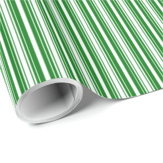 Weihnachtsgrün und Weiß Streifen Geschenkpapier