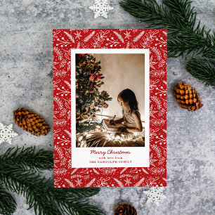 Weihnachtsgrün Vertikales Single Foto (rot) Feiertagskarte