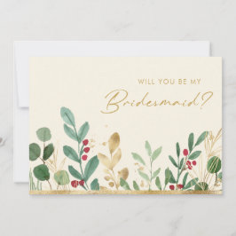 Weihnachtsgrün | Vorschlag für Creme Bridesmaid Einladung