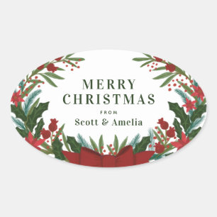 Weihnachtsgrün Weihnachtsgeschenk Ovaler Aufkleber