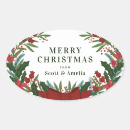 Weihnachtsgrün Weihnachtsgeschenk Ovaler Aufkleber