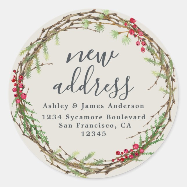 Weihnachtsgrün Wir haben das neue Adressetikett ve Runder Aufkleber (Vorderseite)