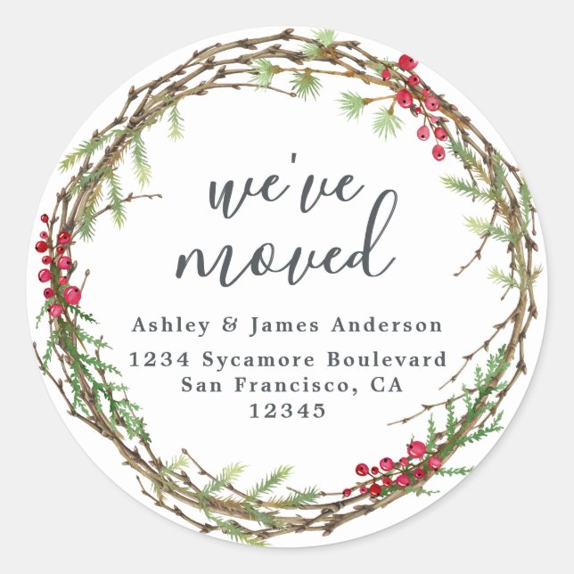 Weihnachtsgrün Wir haben das neue Adressetikett ve Runder Aufkleber (Vorderseite)