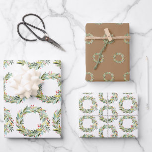 Weihnachtsgrün Wreath Holiday Geschenkpapier Set