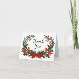 Weihnachtsgrün Wreath Urlaub Danke Karte