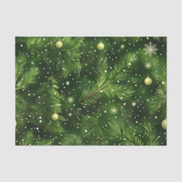 WEIHNACHTSGRÜNE FARNZWEIGE & KUGELN SEIDENPAPIER