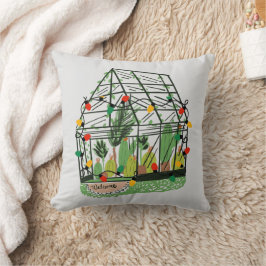 Weihnachtsgrüne Hausbotanische Kakteenpflanzen  Kissen