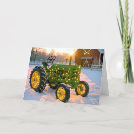 Weihnachtsgrüner alter Farmtraktor Feiertagskarte