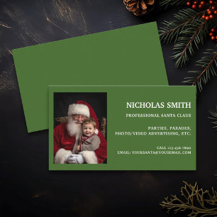 Weihnachtsgrüner professioneller Weihnachtsmann-Fo Visitenkarte